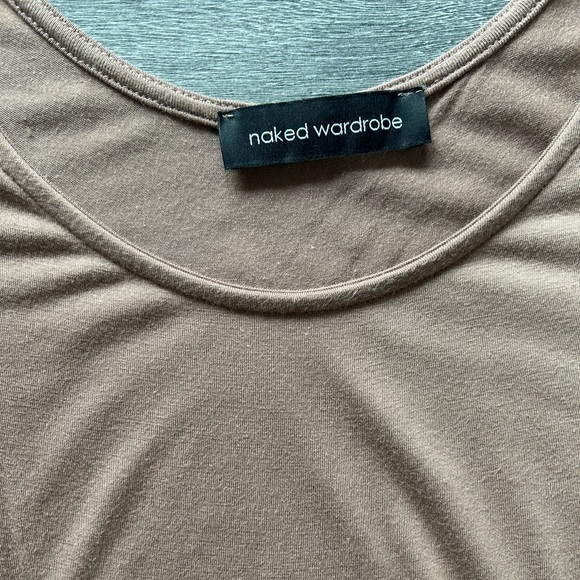 Naked Wardrobe beige short sleeve midi dress size small - Picture 1 of 4